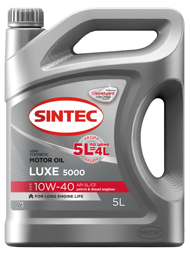 Sintec LUXE 5000 SAE 10W-40 API SL/CF Акция 5л по цене 4л